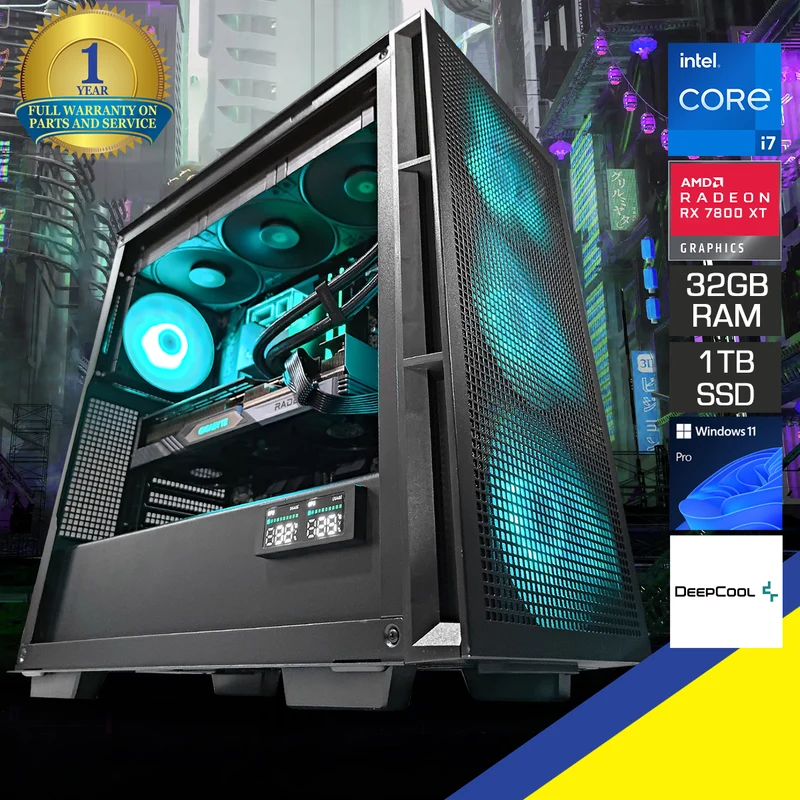 Sophos CH560 Black V2 Desktop Gaming PC | Intel Core i7-14700F | 32 GB RAM | 1 TB SSD | RX 7800 XT | Windows 11 Pro
