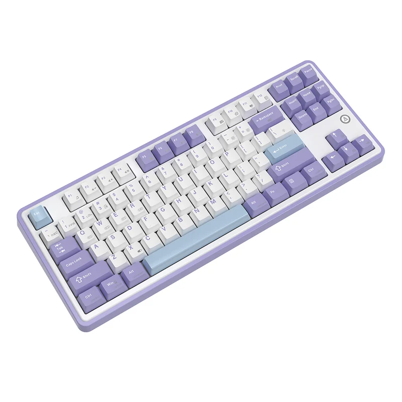 Ajazz AK870 RGB Tri-Mode 87-Keys TKL Gasket-mounted Hot Swappable Mechanical Keyboard (Purple/White/Blue) (Flying Fish Switch, Gift Switch)