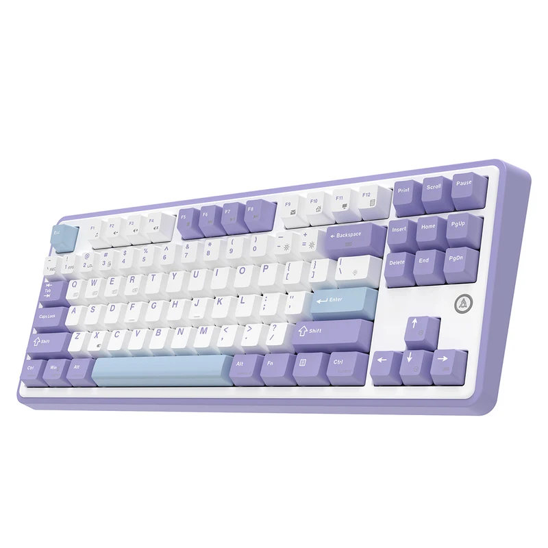 Ajazz AK870 RGB Tri-Mode 87-Keys TKL Gasket-mounted Hot Swappable Mechanical Keyboard (Purple/White/Blue) (Flying Fish Switch, Gift Switch)