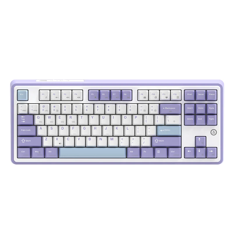 Ajazz AK870 RGB Tri-Mode 87-Keys TKL Gasket-mounted Hot Swappable Mechanical Keyboard (Purple/White/Blue) (Flying Fish Switch, Gift Switch)