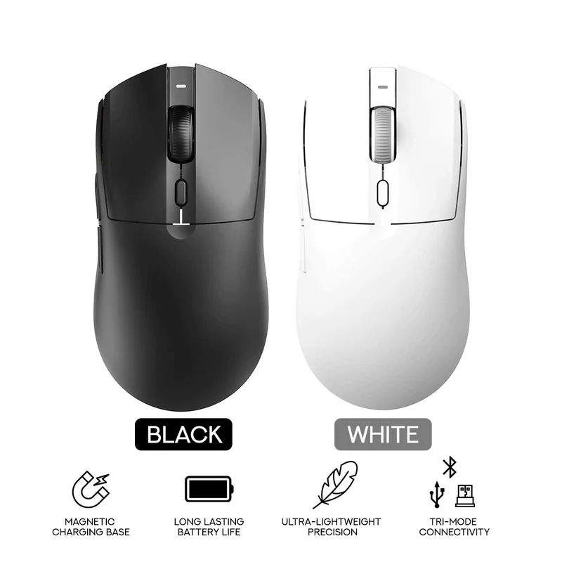 Ajazz AJ139 Max Tri-Mode Gaming Mouse (Black, White)