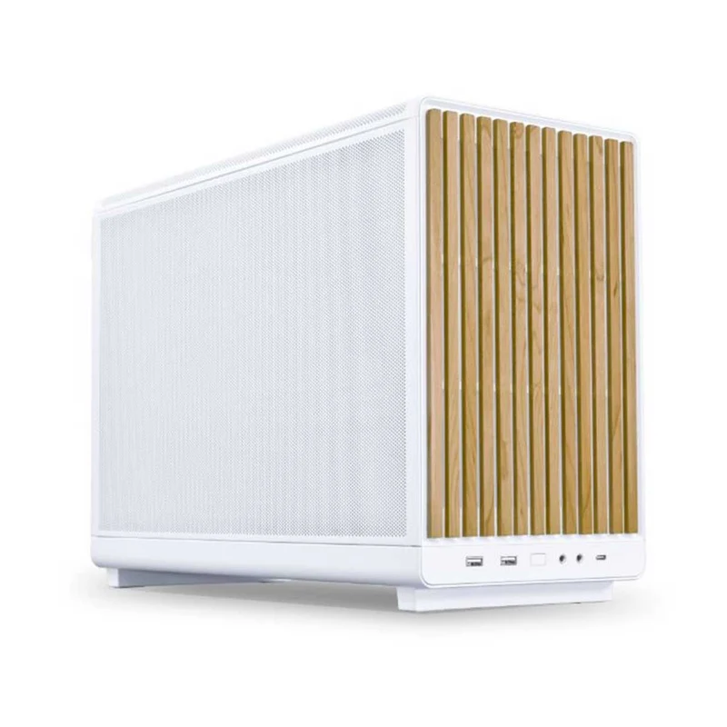 Lian Li A3-mATX-WD Micro Form Factor with Steel Mesh PC Case (White) (Wood Ed.)