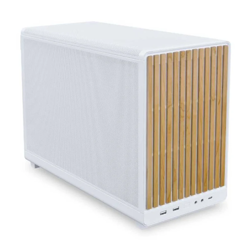 Lian Li A3-mATX-WD Micro Form Factor with Steel Mesh PC Case (White) (Wood Ed.)