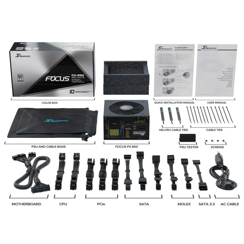 Seasonic Focus PX-850 850W 80+ Platinum Fully Modular Power Supply (SSR-850PX)