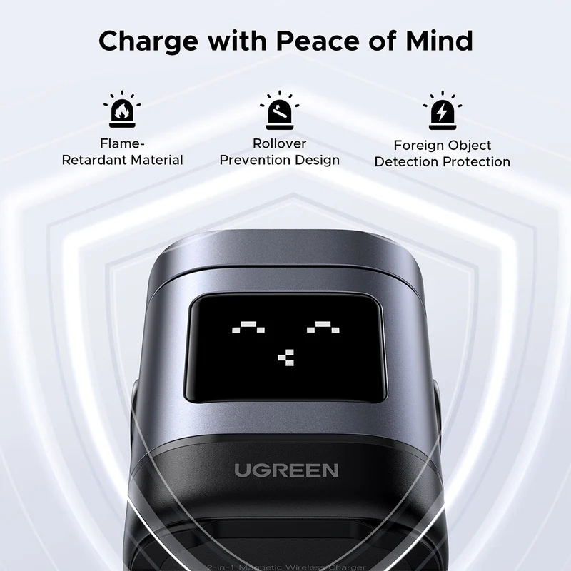 Ugreen Uno Robot 2-in-1 15W Magnetic Wireless Charger for iPhone & AirPods (W709/45775)