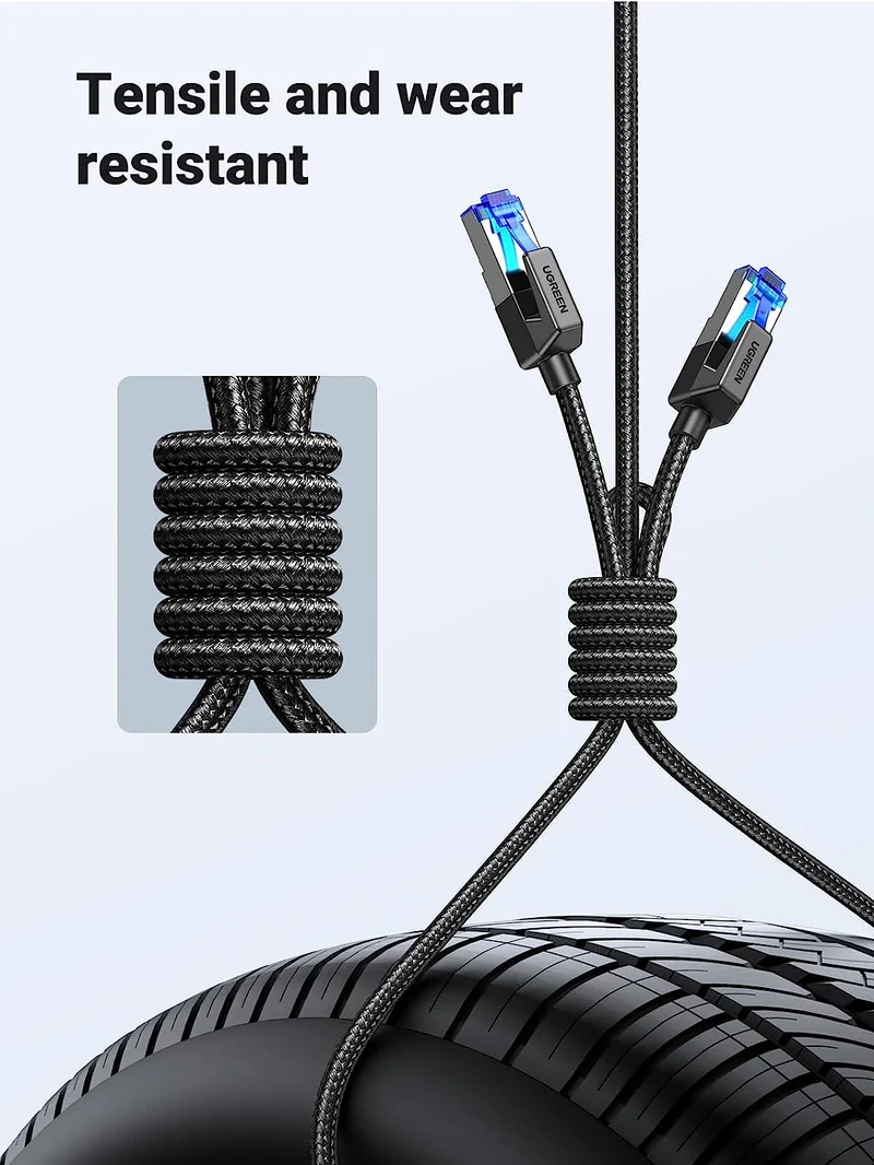 UGreen Cat8 Shielded Round Braided Cable Modular Plugs - 1m (Black) (NW153/80429)