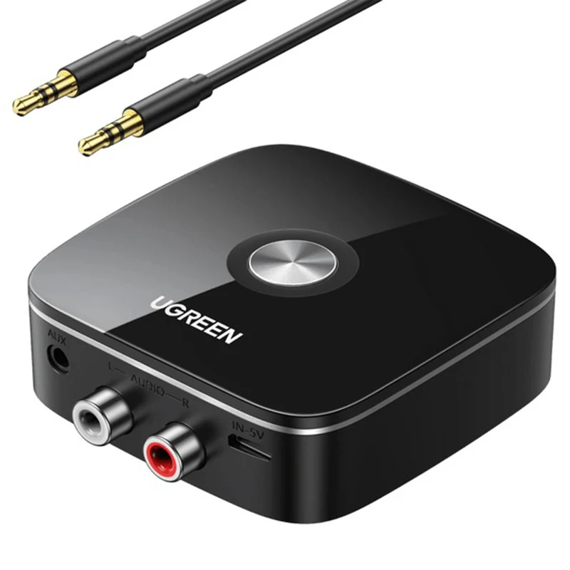 Ugreen Bluetooth Audio Receiver With 3.5mm & 2 RCA Adapter (Black) (CM123/30445)