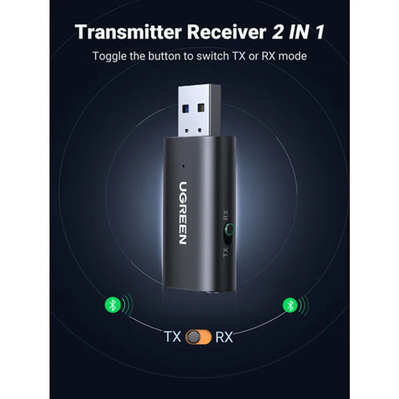 Ugreen Bluetooth Audio Transceiver with Mic (Black) (CM523/60300)