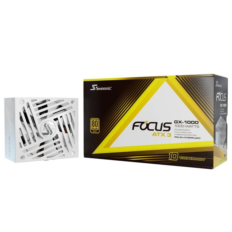 Seasonic Focus GX-1000 ATX 3 1000W 80+ Gold ATX 3.1 & PCIe Gen 5 Fully Modular Power Supply (White) (SRP-FGX102-A5A32SF)