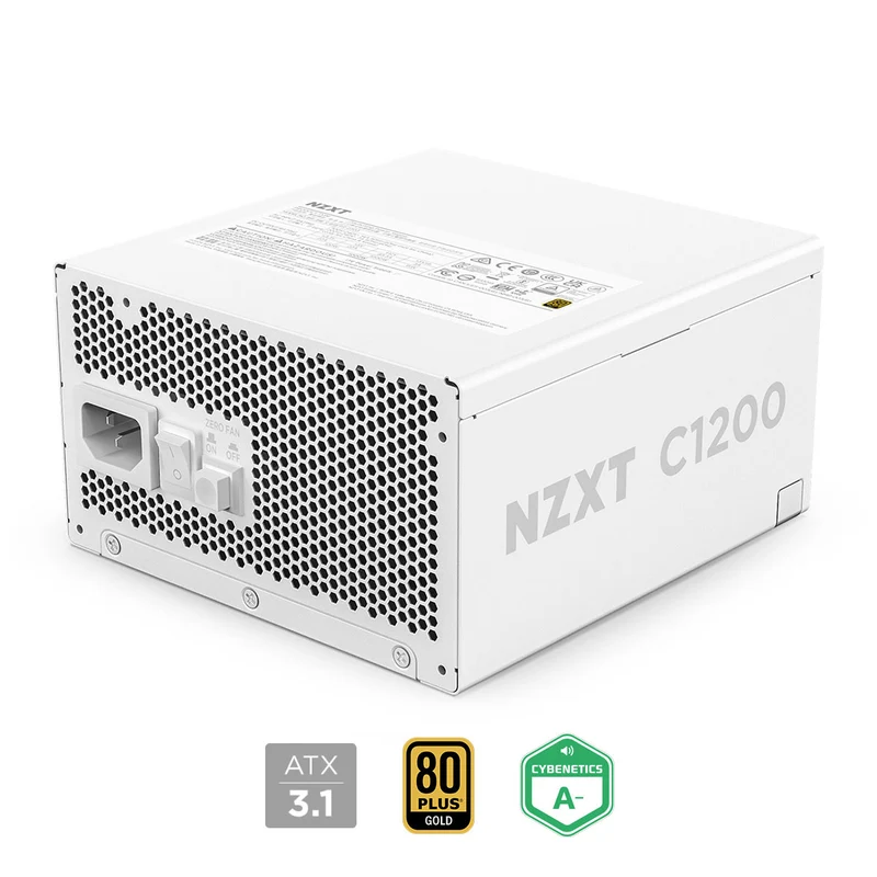 NZXT C1200 Gold 1200W 80+ Gold Fully Modular Low-Noise ATX 3.1 Power Supply (Matte White) ( PA-2G2BW-US)