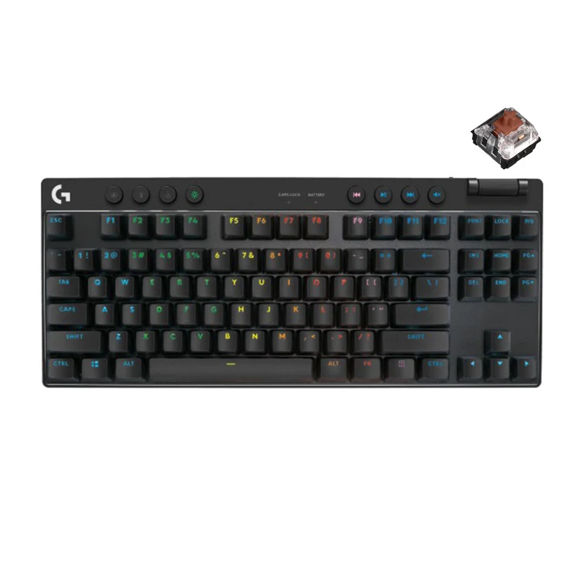 Logitech G Pro X TKL Lightspeed Gaming Keyboard (GX Brown Tactile) (White, Black, Magenta)