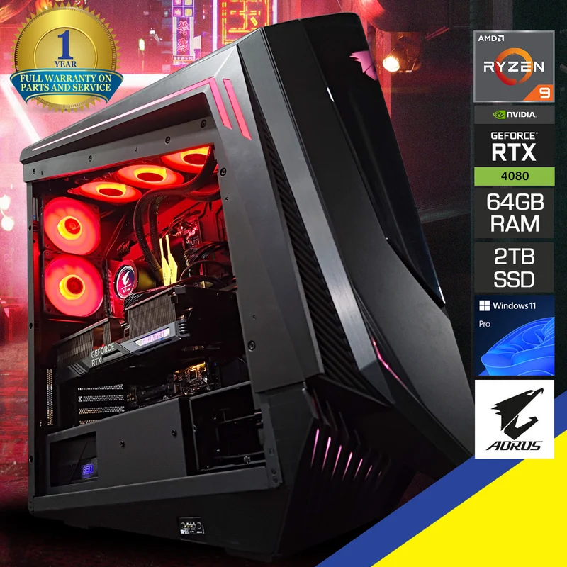 Ultra C700 Black Desktop Gaming PC | AMD Ryzen 9 9900X | 64GB RAM | 2TB SSD | RTX 4080 Super | Windows 11 Pro