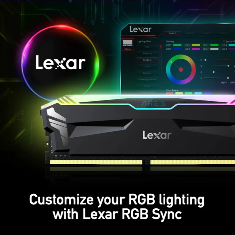 Lexar Ares DDR4 RGB 8GB 3200MHz CL16 1.35V 288-Pin UDIMM Desktop Memory (LD4U08G32C16LA-RGS)