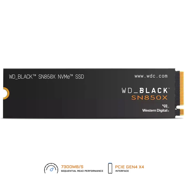 WD BLACK SN850X 4TB NVMe PCIe Gen4 x4 M.2 2280 7300MB/s Read Speed Internal Gaming SSD - Without Heatsink (WDS400T2X0E)