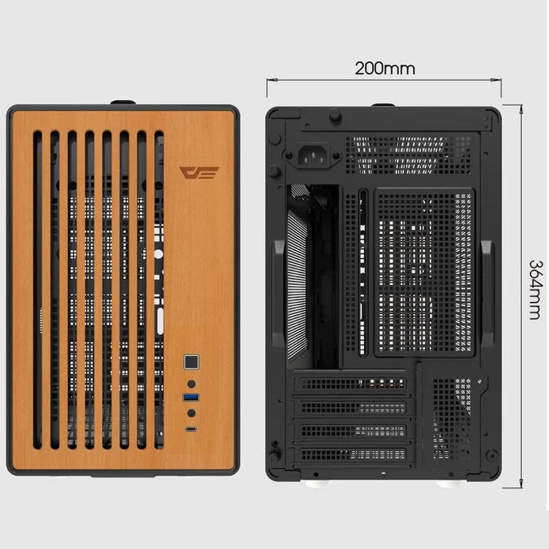 DarkFlash WD200 Wood Edition M-ATX PC Case (Black, White)