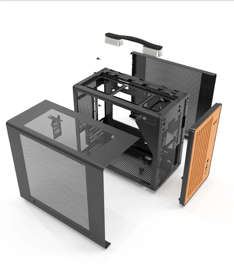 DarkFlash WD200 Wood Edition M-ATX PC Case (Black, White)