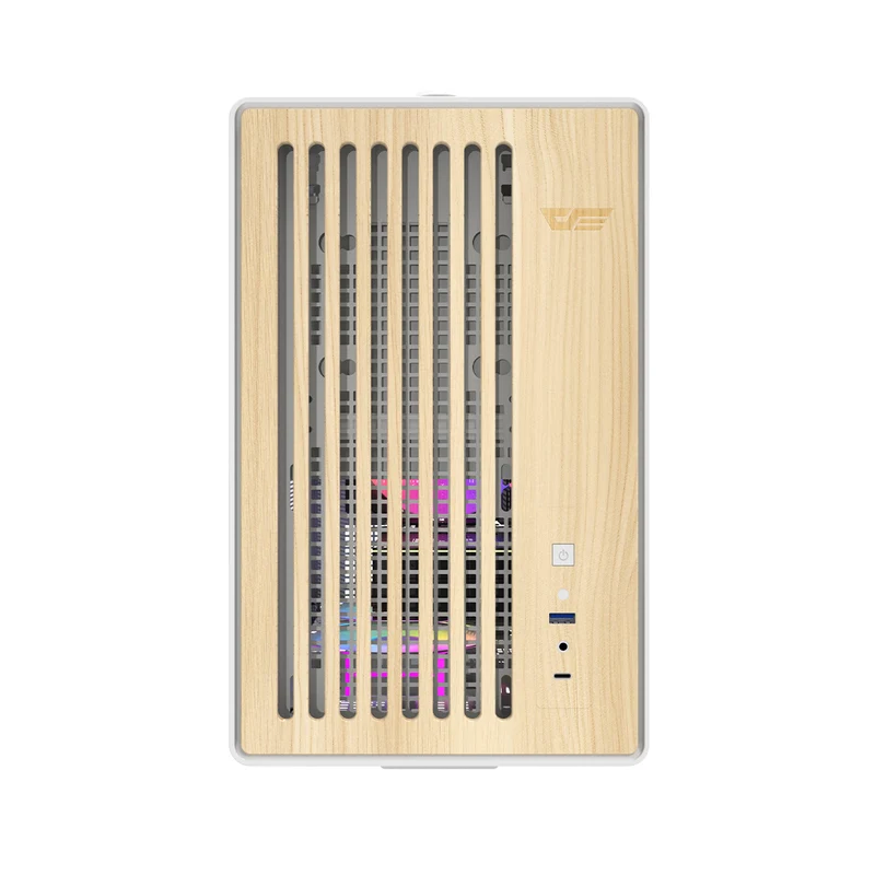 DarkFlash WD200 Wood Edition M-ATX PC Case (Black, White)