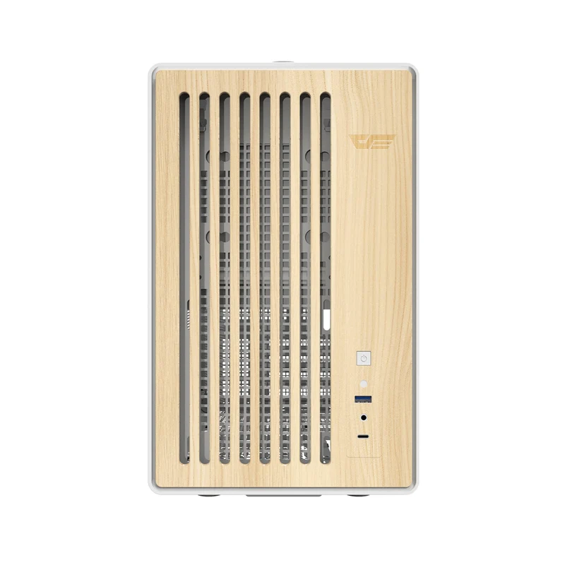 DarkFlash WD200 Wood Edition M-ATX PC Case (Black, White)