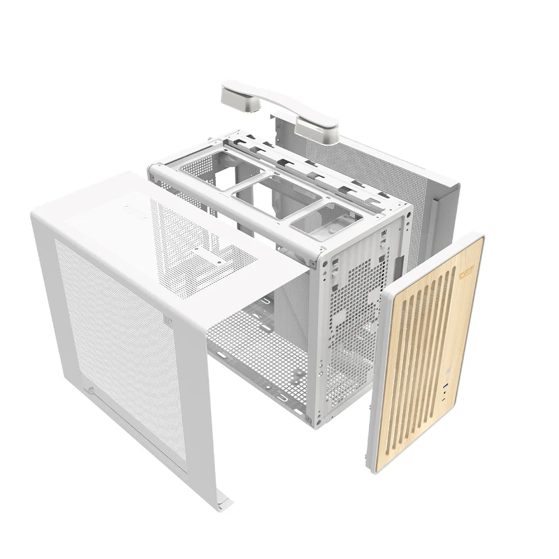 DarkFlash WD200 Wood Edition M-ATX PC Case (Black, White)