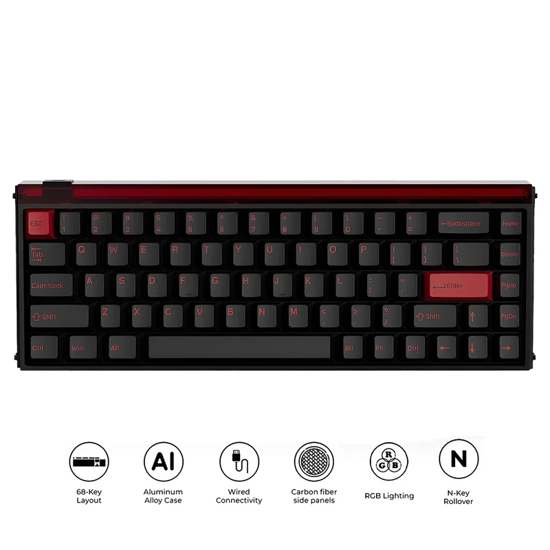 MelGeek MADE68 Ultra DIY Aluminum Alloy Case Magnetic Gaming Keyboard (Electrophoresis White, Anodized Black, Anodized Silver)