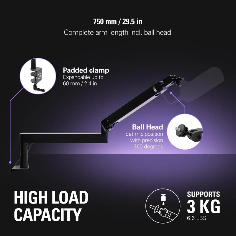 Elgato Wave Mic Arm Pro (Black, White)