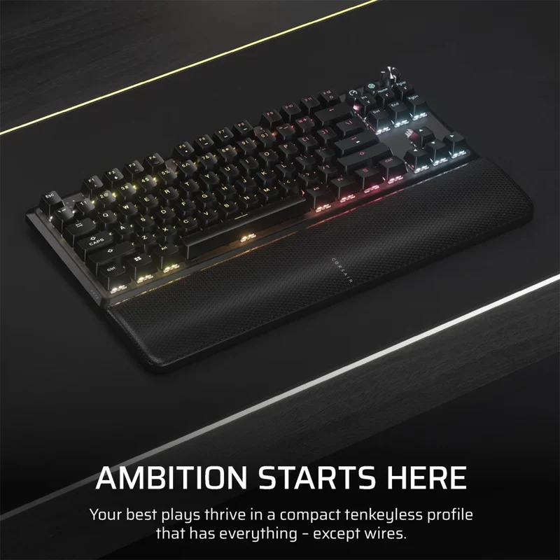 Corsair K70 Core TKL Wireless RGB Mechanical Gaming Keyboard (MLX Red Switches) (Black)