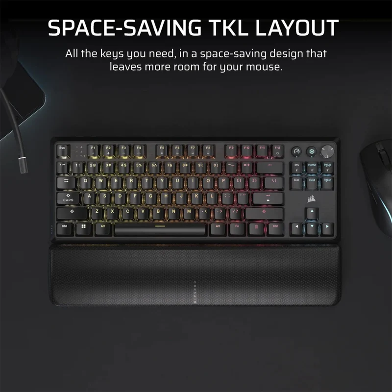 Corsair K70 Core TKL Wireless RGB Mechanical Gaming Keyboard (MLX Red Switches) (Black)