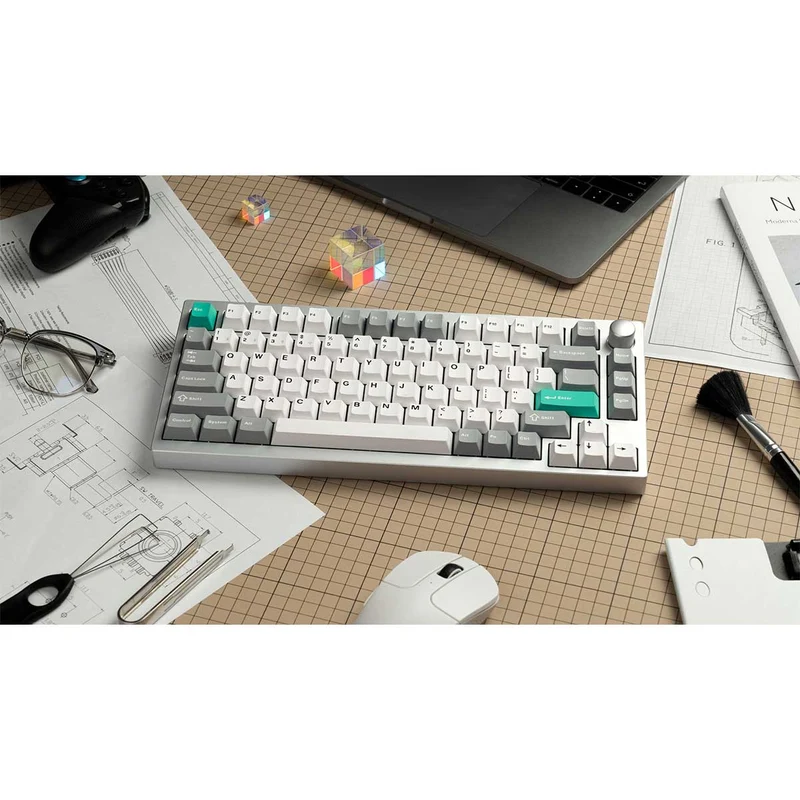 Keychron Lemokey P1 QMK/VIA Fully Assembled with Knob (Pro Version) RGB Backlight Hot-Swappable 75% Custom Gaming Keyboard - Space Silver (Super Red Switch) (P1P-X1)