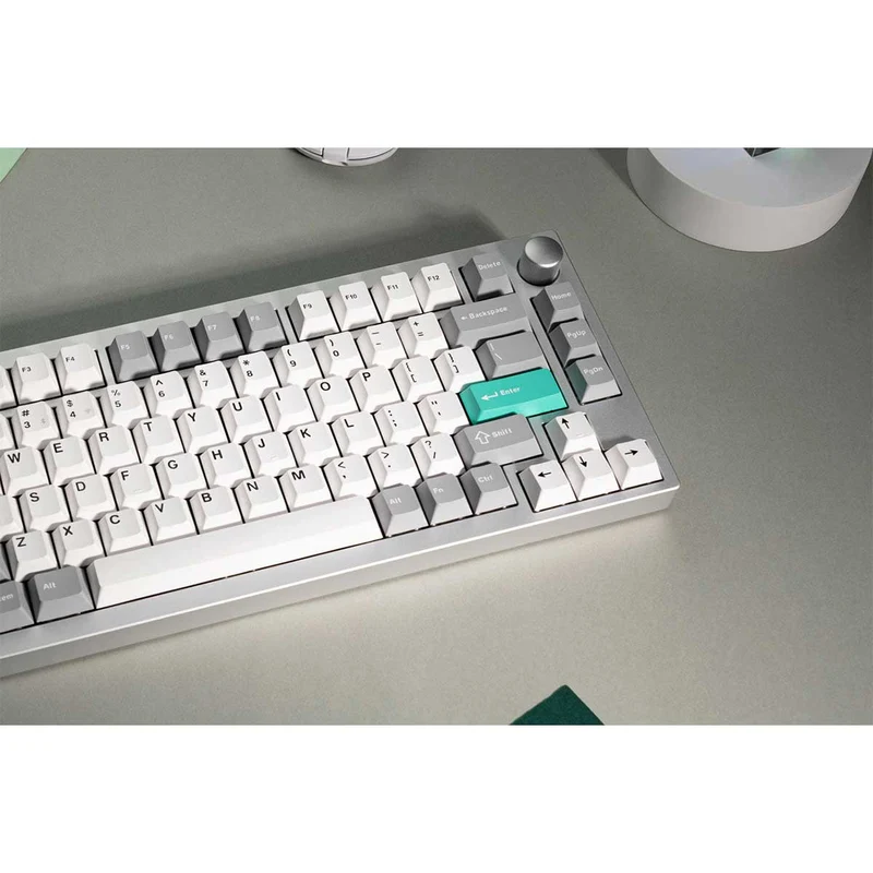Keychron Lemokey P1 QMK/VIA Fully Assembled with Knob (Pro Version) RGB Backlight Hot-Swappable 75% Custom Gaming Keyboard - Space Silver (Super Red Switch) (P1P-X1)