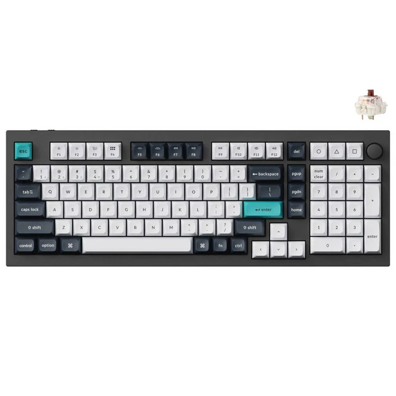 Keychron Q5 Max QMK/VIA Fully Assembled with Knob Hot-Swappable RGB Backlight 96% Wireless Mechanical Keyboard - Carbon Black (Gateron Jupiter Brown Switch, Gateron Jupiter Red Switch, Gateron Jupiter Banana Switch) (Q5M-M3, Q5M-M1, Q5M-M4)