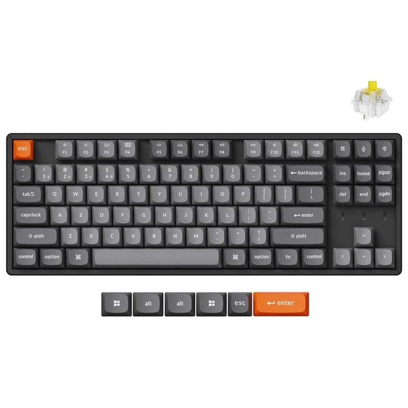 Keychron K8 Max QMK Fully Assembled Hot-Swappable RGB Backlight Aluminum Frame TKL Wireless Mechanical Keyboard - Black (Super Banana Switch) (K8M-J4)
