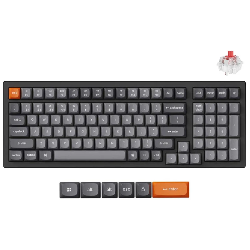 Keychron K4 Max QMK Fully Assembled Hot-Swappable RGB Backlight 96% Wireless Mechanical Keyboard - Black (Super Red Switch, uper Brown Switch, Super Banana Switch) (K4M-H1, K4M-H3, K4M-H4)