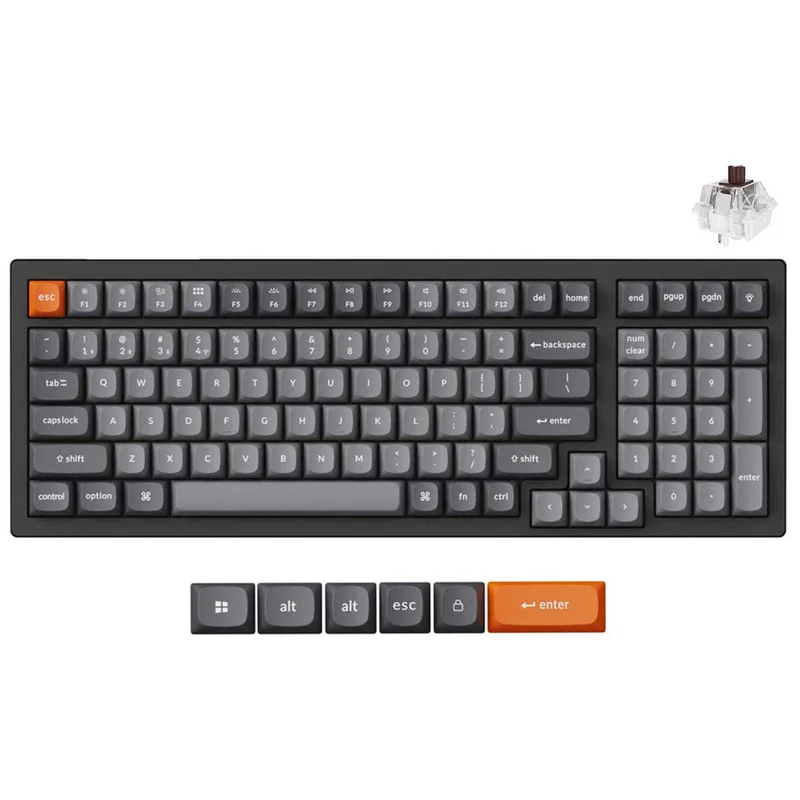 Keychron K4 Max QMK Fully Assembled Hot-Swappable RGB Backlight 96% Wireless Mechanical Keyboard - Black (Super Red Switch, uper Brown Switch, Super Banana Switch) (K4M-H1, K4M-H3, K4M-H4)