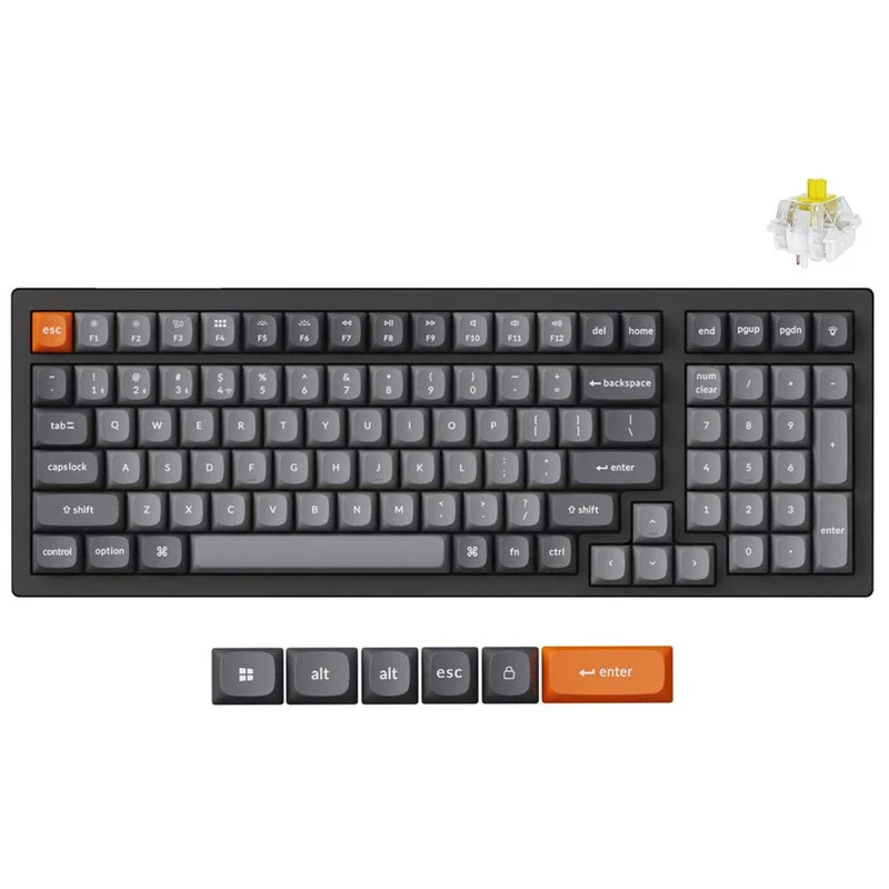 Keychron K4 Max QMK Fully Assembled Hot-Swappable RGB Backlight 96% Wireless Mechanical Keyboard - Black (Super Red Switch, uper Brown Switch, Super Banana Switch) (K4M-H1, K4M-H3, K4M-H4)