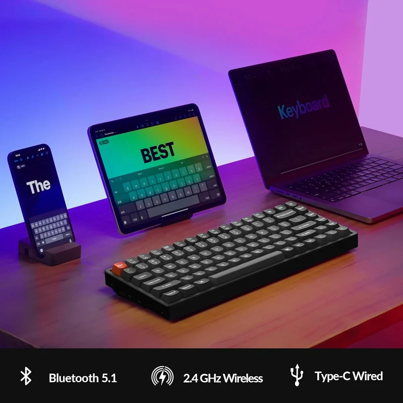 Keychron K2 Max QMK Fully Assembled Hot-Swappable RGB Backlight Aluminum Frame 75% Wireless Mechanical Keyboard - Black (Super Red Switch, Super Brown Switch, Super Banana Switch) (K2M-J1, K2M-J3, K2M-J4)
