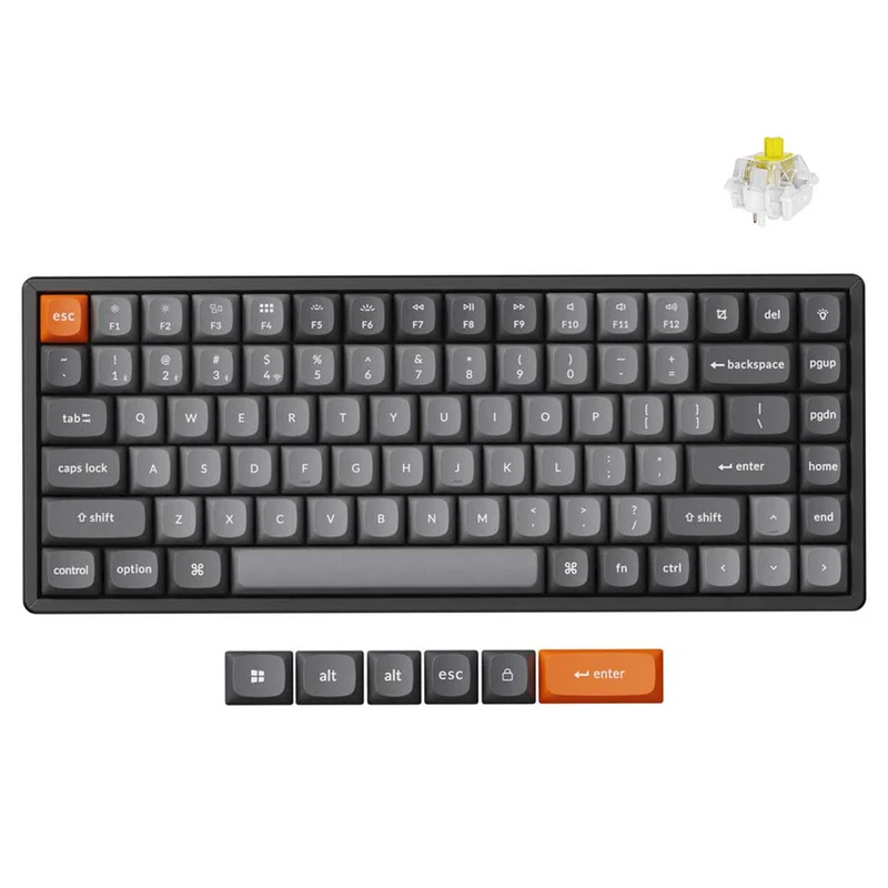 Keychron K2 Max QMK Fully Assembled Hot-Swappable RGB Backlight Aluminum Frame 75% Wireless Mechanical Keyboard - Black (Super Red Switch, Super Brown Switch, Super Banana Switch) (K2M-J1, K2M-J3, K2M-J4)
