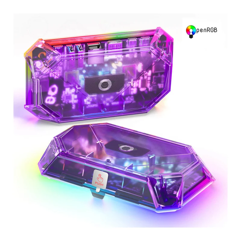 JSAUX 8-Port RGB Docking Station Pro for Steam Deck/ Steam Deck OLED/ ROG Ally/ ROG Ally X/ Legion Go/ MSI Claw (Clear Black, Clear Purple) (HB0801S)