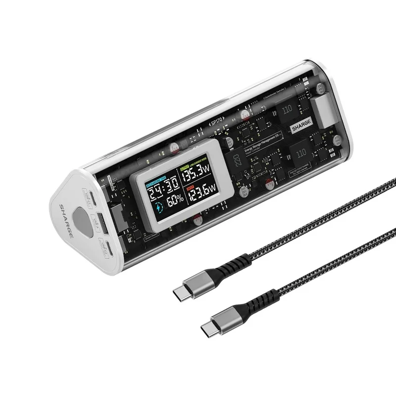 Shargeek 170 Power Bank 24000mAh 170W (White) (SP170) + Free Sharge Power Bank Travel Case for Shargeek 170/ X1i