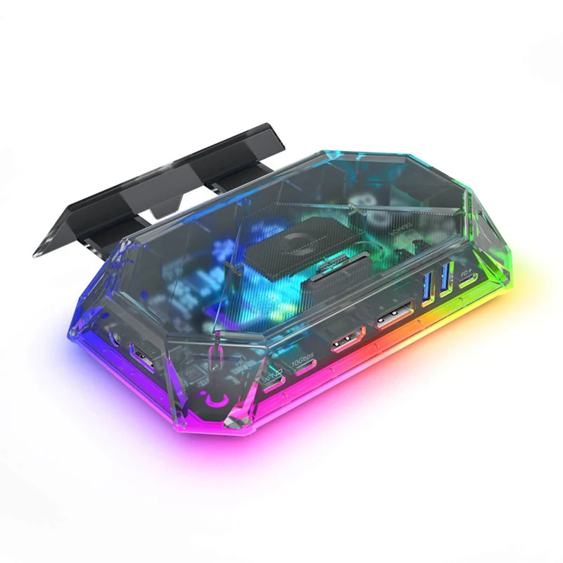 JSAUX 12-Port RGB Docking Station Pro for Steam Deck/ Steam Deck OLED/ ROG Ally/ ROG Ally X/ Legion Go/ MSI Claw (Clear Black, Clear Purple) (HB1201S)