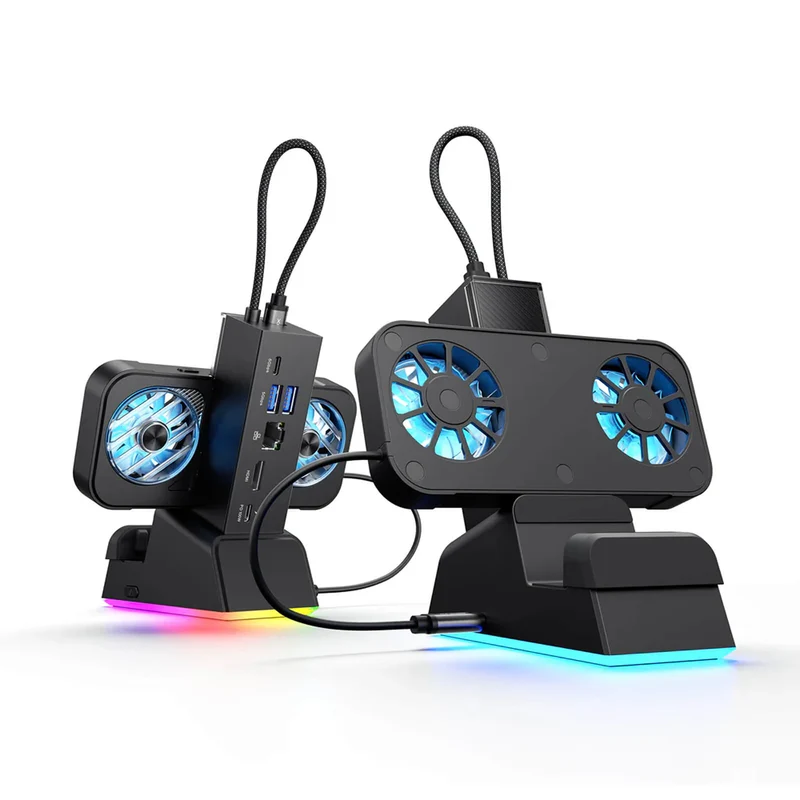 JSAUX 7-in-1 RGB Cooling Docking Station for Steam Deck/ Steam Deck OLED/ ROG Ally/ ROG Ally X/ Legion Go (Black) (HB0705)