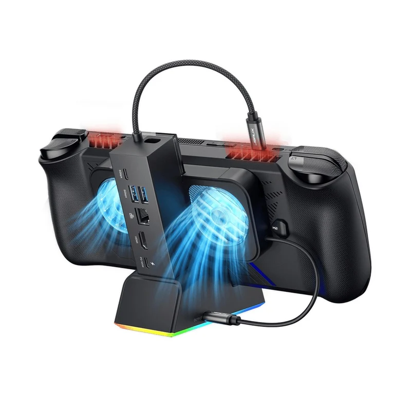 JSAUX 7-in-1 RGB Cooling Docking Station for Steam Deck/ Steam Deck OLED/ ROG Ally/ ROG Ally X/ Legion Go (Black) (HB0705)