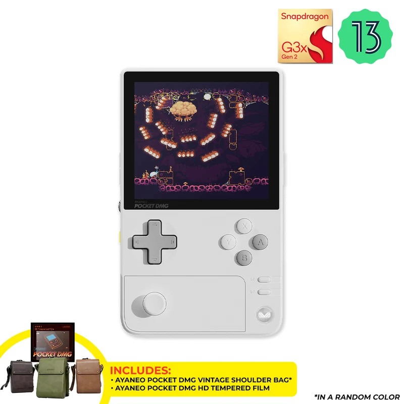 Ayaneo Pocket DMG Qualcomm Snapdragon G3x Gen2 8GB + 128GB 3.92" 1080P OLED Screen Handheld Gaming Console (Moon White) + Ayaneo Pocket DMG Vintage Shoulder Bag + Ayaneo Pocket DMG HD Tempered Film