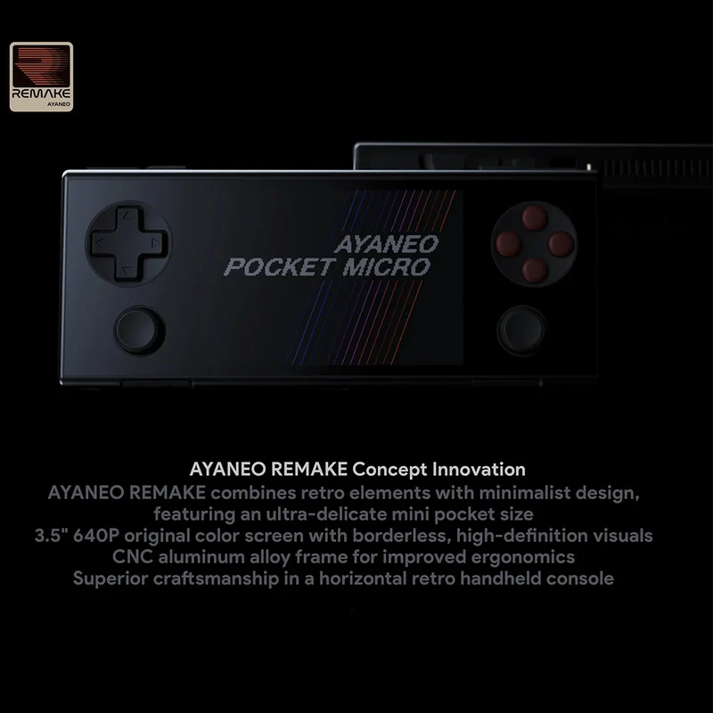 Ayaneo Pocket Micro MediaTek Helio G99 6GB + 128GB 3.5" Borderless IPS Screen Handheld Gaming Console (Magic Black) + Ayaneo Pocket Micro Pouch (Black) + Ayaneo Pocket Micro HD Tempered Film