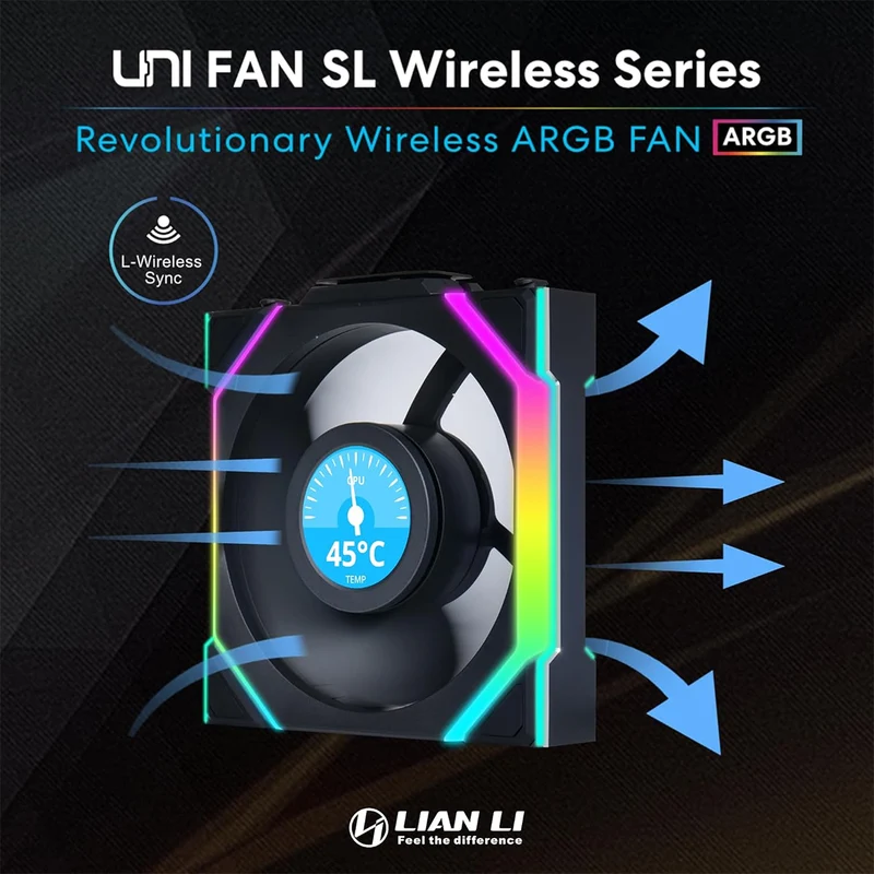 Lian Li Uni Fan SL Wireless LCD 120 ARGB with L-Wireless Controller - Triple Pack (Black, White) (12SLLCD1W3B, 12SLLCD1W3W)