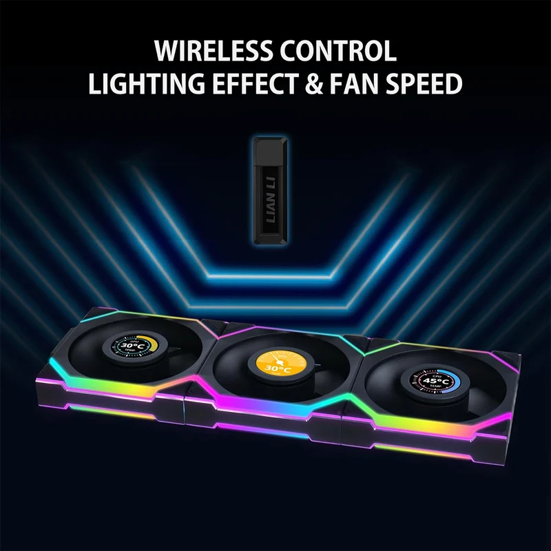 Lian Li Uni Fan SL Wireless LCD 120 ARGB with L-Wireless Controller - Triple Pack (Black, White) (12SLLCD1W3B, 12SLLCD1W3W)