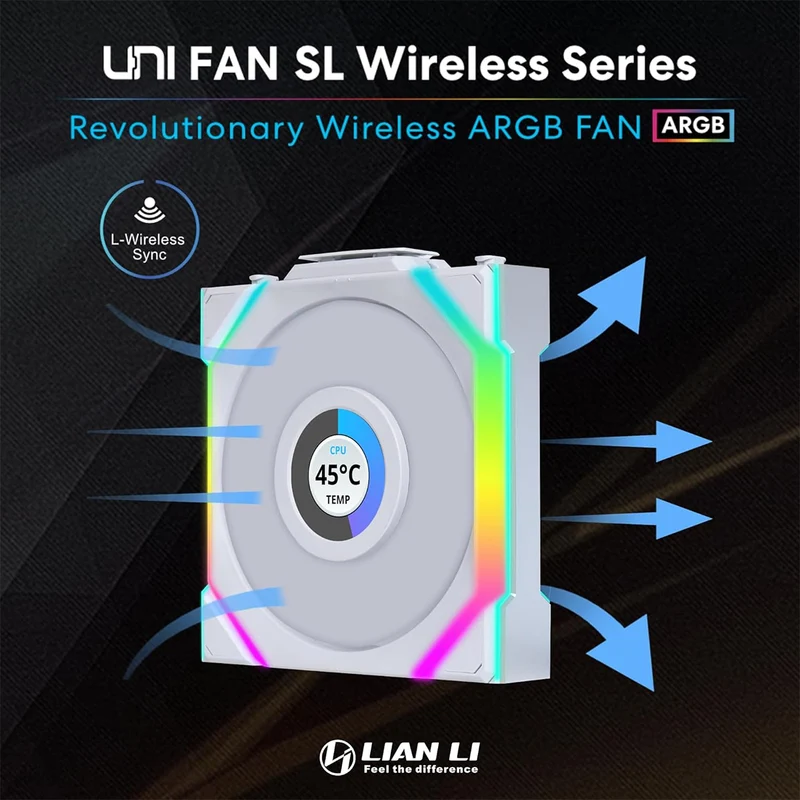 Lian Li Uni Fan SL Wireless LCD 120 ARGB with L-Wireless Controller - Triple Pack (Black, White) (12SLLCD1W3B, 12SLLCD1W3W)