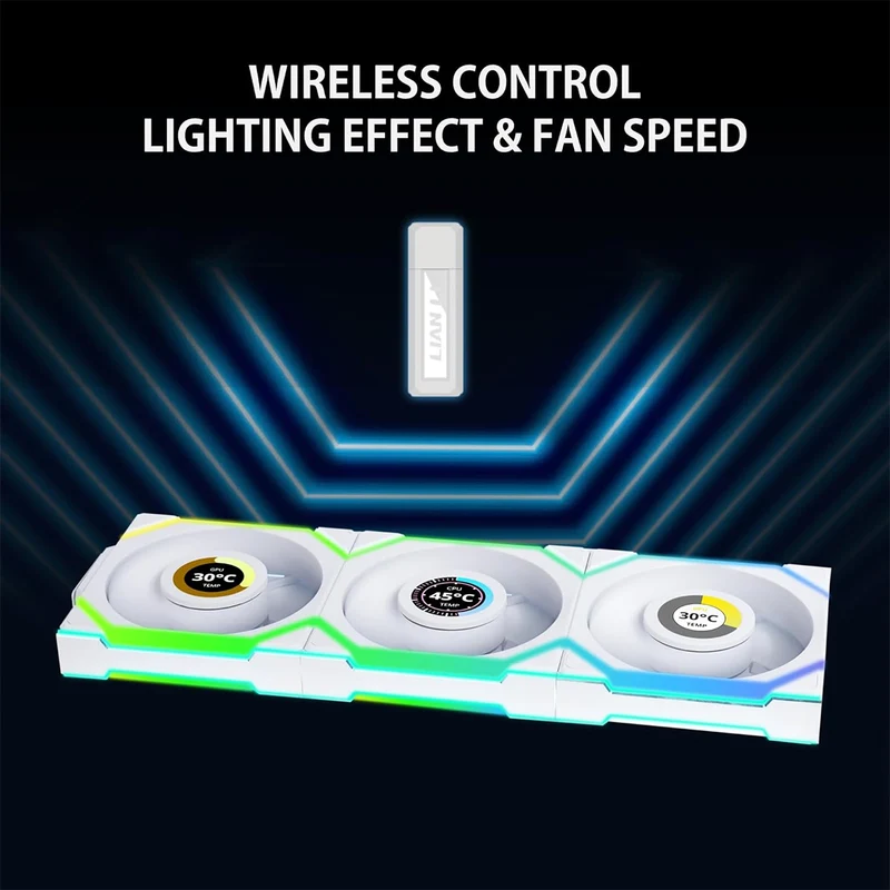 Lian Li Uni Fan SL Wireless LCD 120 ARGB with L-Wireless Controller - Triple Pack (Black, White) (12SLLCD1W3B, 12SLLCD1W3W)