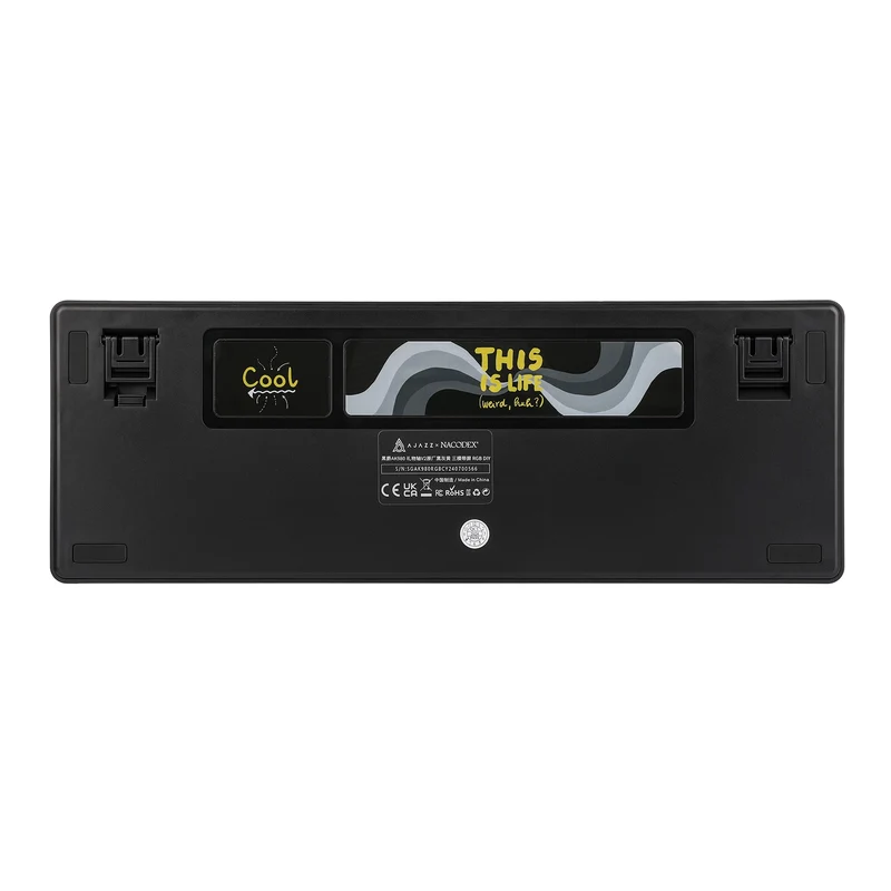 Ajazz AK980 RGB Tri-Mode 98% 97-Keys Gasket-Mounted Hot-Swappable Mechanical Keyboard with 1.14" TFT Display Screen & Knob (Black/Grey/Yellow) (Maillard Switch, Gift Switch V2)