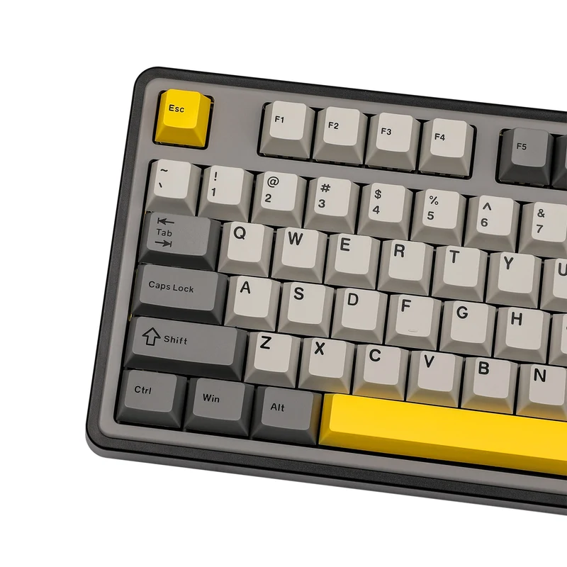 Ajazz AK980 RGB Tri-Mode 98% 97-Keys Gasket-Mounted Hot-Swappable Mechanical Keyboard with 1.14" TFT Display Screen & Knob (Black/Grey/Yellow) (Maillard Switch, Gift Switch V2)