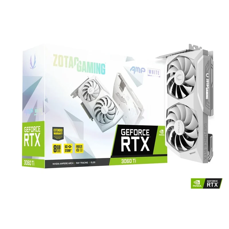 Zotac Gaming GeForce RTX 3060 Ti AMP LHR 8GB GDDR6 Graphics Card (White) (ZT-A30610F-10PLHR)